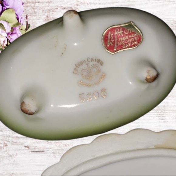 Vintage Lefton China Trinket Box Mid Century Japan Exclusive Jewelry Jar - Picture 3 of 4